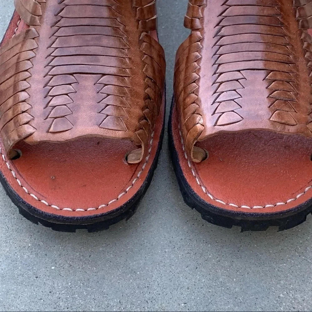 Men's Mexican Huaraches Sandals Strapy Brown Woven